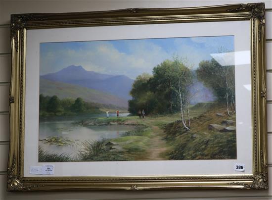 Michael Matheuss, oil on board, golfers, signed, 40 x 65cm